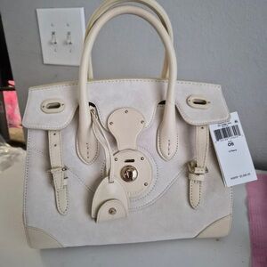 Ralph Lauren Cream Satchel with Gold Accents